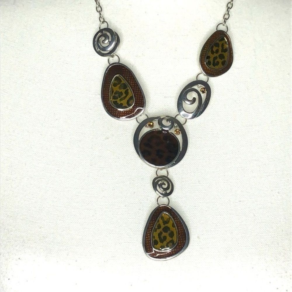 Statement Necklace with Leopard Print